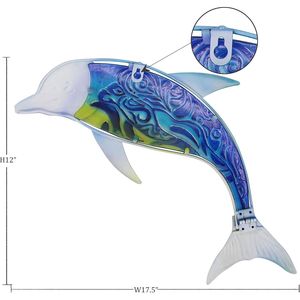 Sculture in Vetro e Metallo a Tema Delfino e Pesce, Decorazione Murale per Esterni, Tema Oceanico per Soggiorno e Camera da Letto - Product Image 4