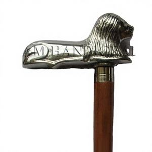 Bâtons de marche en bois faits à la main avec poignée de Lion en laiton/cannes de marche avec poignée de lion en métal - Product Image 1