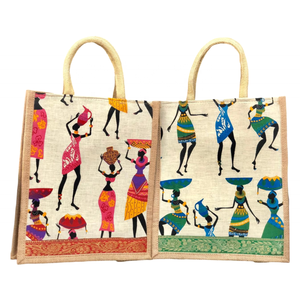 Bolso de mano largo de moda ecológico para mujer, bolso de compras único con asa de cuerda de algodón de arpillera laminada de yute con logotipo personalizado - Product Image 2