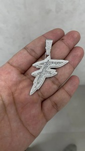 Pendentif personnalisé lettre F initiale, Moissanite taille baguette, style Hip Hop, collier prénom personnalisé, pendentif Iced Out - Product Image 2