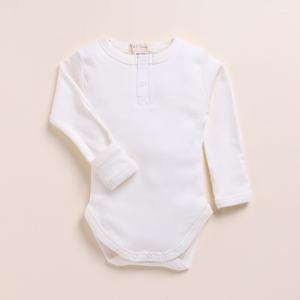 Bodys bio à manches longues en bambou élasthanne de qualité supérieure blanc/lait - Product Image 3