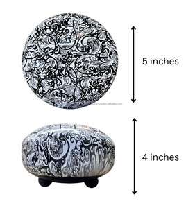 กลองเหล็กสีดำขาวลายดอกไม้ เครื่องดนตรีแฮนด์แพนสำหรับการทำสมาธิ โยคะ การผ่อนคลาย การบำบัดด้วยเสียง ของขวัญ - Product Image 3