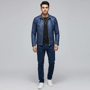Veste en simili cuir pour homme, design élégant, meilleure qualité, nouvelle mode, avec col montant et fermeture éclair. - Product Image 5
