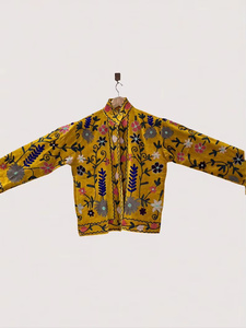 Veste bomber réversible en velours et coton, broderie indienne Suzani vintage, automne/hiver, pour femme, motif floral matelassé, prix d'usine 100% - Product Image 4