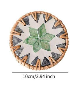 แผ่นรองแก้วหวายสไตล์โบโฮสำหรับงานปาร์ตี้ ของตกแต่งโต๊ะ ของขวัญขึ้นบ้านใหม่ สีเขียวและสีเทา - Product Image 2