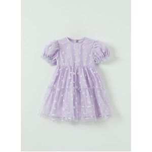 Robe pour filles de style coréen OZKIZ, mode estivale pour 2 à 6 ans, vente en gros, tissu en mousseline avec décoration à volants - Product Image 1