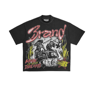 Customized Logo Printed Dip-Dye Lightweight Breathable 100% Organic Cotton Men's Oversized 250GSM Graphic Print Streetwear - Product Image 2