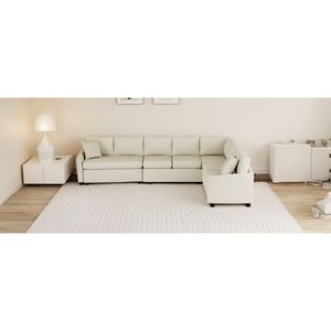 124.8\" L-Shaped Convertible <b>Sofa</b> Bed Pull Out <b>Sleeper</b> with Two Back Pillows Two USB Ports Two Power Sockets - Product Image 1