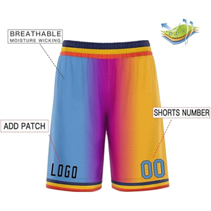 Shorts de basketball sur mesure 100% polyester, impression par sublimation dégradée, taille élastique, vêtements de sport pour hommes - Product Image 3