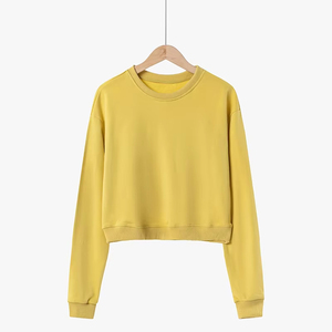 Sudadera Corta de Cuello Redondo para Mujer, Manga Larga, Color Sólido, Informal, para Otoño - Product Image 4