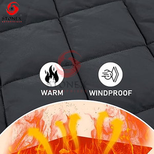 Chaqueta Acolchada Ligera con Capucha para Hombre, Resistente al Viento y al Agua, Abrigo de Invierno Acolchado, Cierre Completo, Informal, para Exteriores, Cálida y Aislada, 100% - Product Image 5