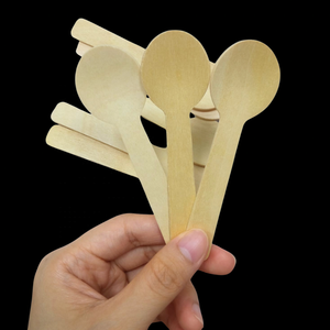 Lot de 50 cuillères en bois jetables biodégradables et écologiques Couverts compostables de 100mm Ustensiles écologiques - Product Image 1