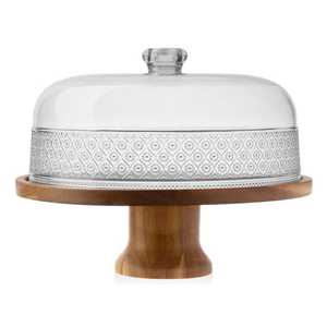 Soporte de Madera para Pastel con Tapa de Cristal, Juego de Soportes para Exhibición de Postres, Soporte de Madera Hecho a Mano para Pastel con Cristal - Product Image 4
