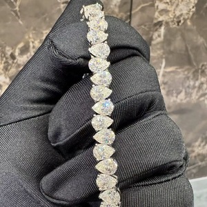 GIA Certified Moissanite Ball Charm Bracelet 925 <b>Silver</b> Plated Round Brilliant Cut Freshwater Pearl <b>Men</b> Women Hiphop Gift Jewels - Product Image 1