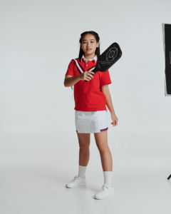 Conjunto de niña 2 piezas Polo y Falda corta Ropa para niños Conjuntos de ropa para niñas bebés 100% algodón rojo y blanco-Jaycee Set - Product Image 3