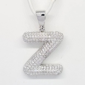 Rhodium Plated Zircon Letter Z Pendant <b>Necklace</b> Fashion Hip Hop Jewelry Unisex White Alloy <b>Initial</b> Charm - Product Image 1
