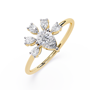 Anillos clásicos de compromiso, boda y aniversario con diamantes de corte pera cultivados en laboratorio, engastados con puntas, en oro macizo de 14K, joyería fina. - Product Image 2