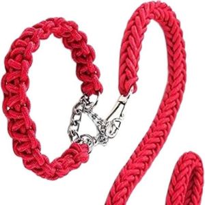 Ensemble de cordons de laisse tressés en nylon réglables, harnais pour animaux de compagnie de couleur unie, corde ronde avec cordons tressés en soie - Product Image 5