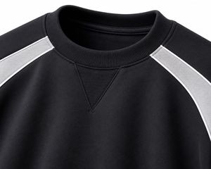 Sudadera Negra de Cuello Redondo para Hombre, Manga Raglán, Bloques de Color, Tejido de Punto, Corte Regular, Estilo Casual para Otoño - Product Image 2