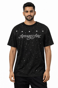 Camiseta al por mayor con pedrería en toda la prenda para hombre, ropa urbana de lujo, camiseta con logo de cristal para hombre, fabricante OEM - Product Image 3