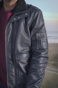 Chaqueta de Cuero Genuino de Vaca para Hombre, Estilo Moderno, Negra, Hecha a Medida en Pakistán, con Cuello Camisero, Accesorios de Invierno para Exteriores, al Mejor Precio - Product Image 5