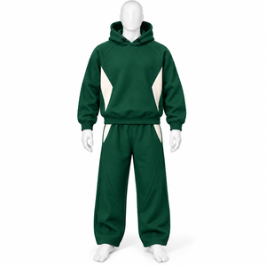 Conjunto deportivo de sudadera con capucha y pantalones holgados de doble cremallera, hecho a medida, de alta calidad, a la moda, estilo hip hop, para hombre. - Product Image 2