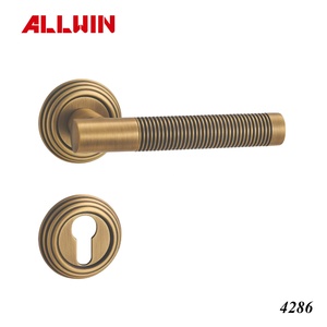 Knurled Door Lever Handle Brass Titanium <b>Gold</b> 53mm <b>Rose</b> for Interior Door Custom Design Available ALLWIN 4284 - Product Image 4