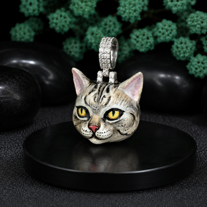 Colgante de Cabeza de Gato de Plata 925 de Lujo con Diamantes, Collar con Forma de Animal, Joyería Unisex para Uso Diario - Product Image 3