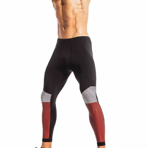 Leggings de compression longs pour hommes APEX, motif uni noir, rouge, blanc, en spandex, polyester, coton, respirants, antibactériens - Product Image 4