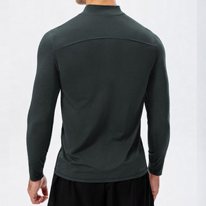Haut de sport athlétique pour homme à manches longues avec quart de zip, séchage rapide, pour la course et l'entraînement en salle de sport, service OEM - Product Image 2