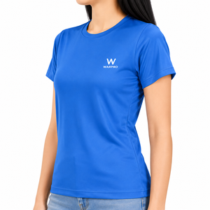 เสื้อยืดคอกลมแขนสั้นผู้หญิง Warpro สีน้ำเงิน แห้งเร็ว ทรงเข้ารูป สวมใส่สบาย ผ้าเจอร์ซีย์สีพื้น - Product Image 3