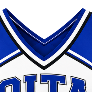 <b>Royal</b> <b>Blue</b> White Black Womens Sleeveless V Neck Cheerleading <b>Crop</b> <b>Top</b> Athletic Performance Team Cheer Uniform Competition - Product Image 5