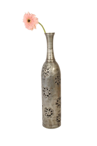 Vase à fleurs en métal finition cuivre antique, style artisanal, support décoratif pour arrangement floral, décoration rustique vintage pour la maison, élégant - Product Image 3