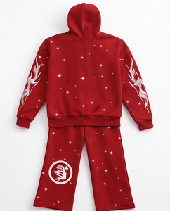 Survêtements décontractés d'hiver sur mesure en molleton respirant avec capuche, pantalon de jogging, broderies et strass, pull imprimé sérigraphié - Product Image 6