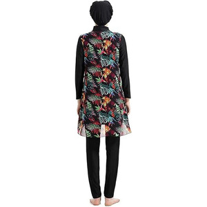 2026 New Custom Design Women Muslim Swimwear Quick Dry Nylon Fabric Solid Color 2 Pieces Set Burkini for Muslim Woman - Product Image 4