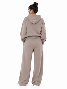 Floral Embroidered Custom Hoodies Hot Selling Tracksuit Oversized Hoodie and Relaxed Fit <b>Palazzo</b> <b>Pants</b> Two Piece Set Winter DTG - Product Image 2