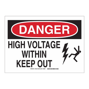 Panneau d'avertissement en PVC durable - Panneau de sécurité Brady DANGER Haute Tension pour zones électriques intérieures/extérieures - Product Image 1