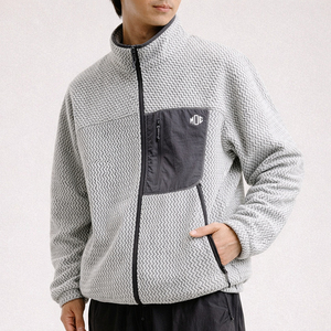 Men Fleece Zip Up <b>Jacket</b> Outdoor <b>Pattern</b> Sherpa Style Streetwear Warm Winter <b>Jacket</b> Custom Logo OEM Private Label Manufacturer - Product Image 1