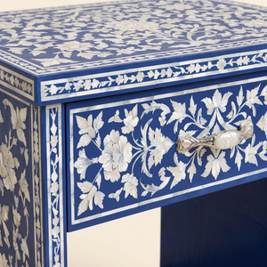 Mesita de noche artesanal con patrón floral de nácar y mesita de noche de lujo con estante abierto de nácar para decoración del hogar - Product Image 4