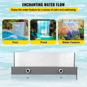 Kit de cascade de piscine à LED 17 couleurs déversoir carré en acrylique solide à distance pour piscine d'étang de jardin fontaine de 23.6x3.2x8.1 pouces - Product Image 4