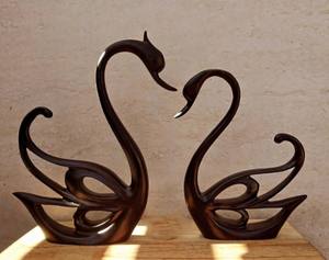 ของตกแต่งงานแต่งงานวันครบรอบวันดิวาลีรูปคู่หงส์สไตล์อาร์ตเดโคทำจากไม้ ดีไซน์สวยงามน่าหลงใหล - Product Image 3