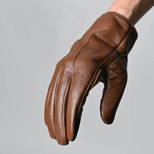 Gants en cuir de vachette marron à doigts entiers, chauds pour l'hiver, à enfiler, pour l'équitation - Product Image 4