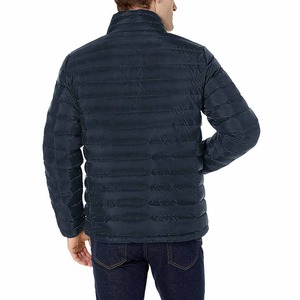 Men's Thick Black <b>Quilted</b> Puffer Jacket with Windbreaker and Padded Hood <b>Winter</b> Canvas Fabric - Product Image 6