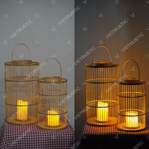 Vietrustic <b>Top</b> Sale Woven Lantern Light Hurricane Candle Holder Bamboo Rattan Lantern Braided Hanging Lanterns - Product Image 6