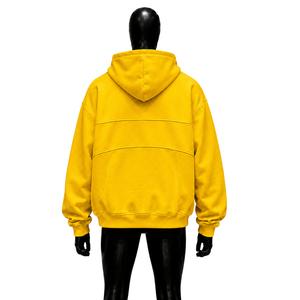 PREMIUM YELLOW OVERSIZED HOODIE <b>MEN</b> WINTER <b>Men</b> Cotton French Terry Casual Autumn Solid Color Pocket Design Regular Embroidered - Product Image 2