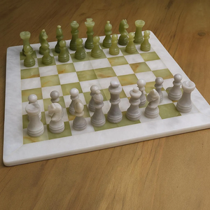 Juego de Ajedrez de Mármol y Ónix Cuadrado de 12 Pulgadas, Tablero de Ajedrez de Piedra de Lujo Hecho a Mano con Piezas de Ónix Natural - Product Image 1