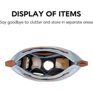 Organizador de bolso ligero para mujer con múltiples bolsillos, insertos con cremallera, divisores para bolso, protección de la privacidad y asa. - Product Image 3