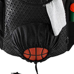 <b>Black</b> 600D Nylon Basketball <b>Backpack</b> with Mesh Side Pockets and Adjustable Strap Closure for Men - Product Image 6