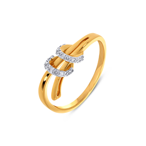 Anillo con nudo de diamantes en oro amarillo, piedras redondas de 0,20 quilates, joyería fina para mujer, banda de oro de 14 quilates, regalo de aniversario, elegante - Product Image 1