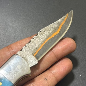 Couteau de poche pliant artisanal en acier Damas cuivré, manche en os, étui en cuir, couteaux de survie et de chasse pour l'extérieur, Pasha Enterprises - Product Image 4